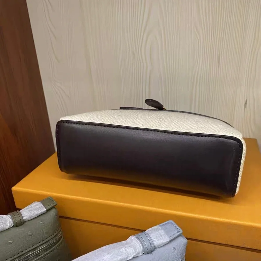 Loro Piana Cream Fabric and Black Leather Cosmetic Case with Gold Hardware - Picture 6 of 6